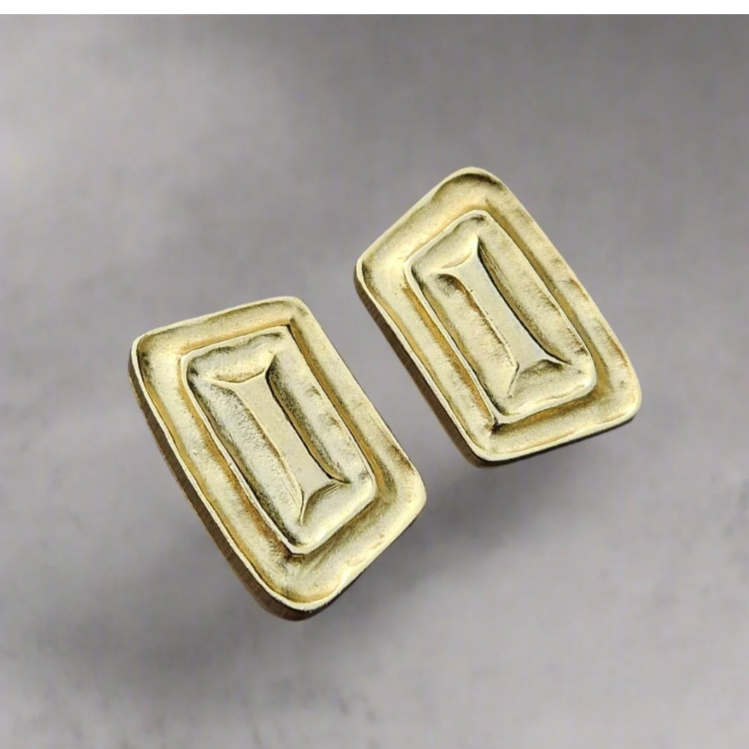 Les Bernard Clip On Earrings Gold Vintage Statement Jewellery 80s 90s Retro