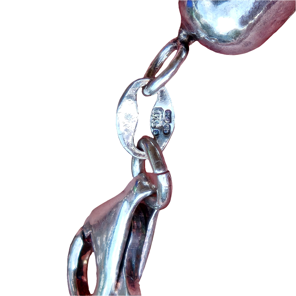 Italian Optic Glass 925 Sterling Silver Bracelet 19 cm Vintage Jewellery