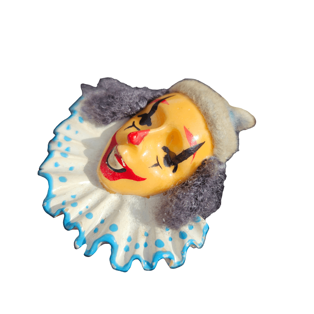 Amazing Clown Brooch Pierrot Plastic Vintage Pin Circus Fairground Jewellery
