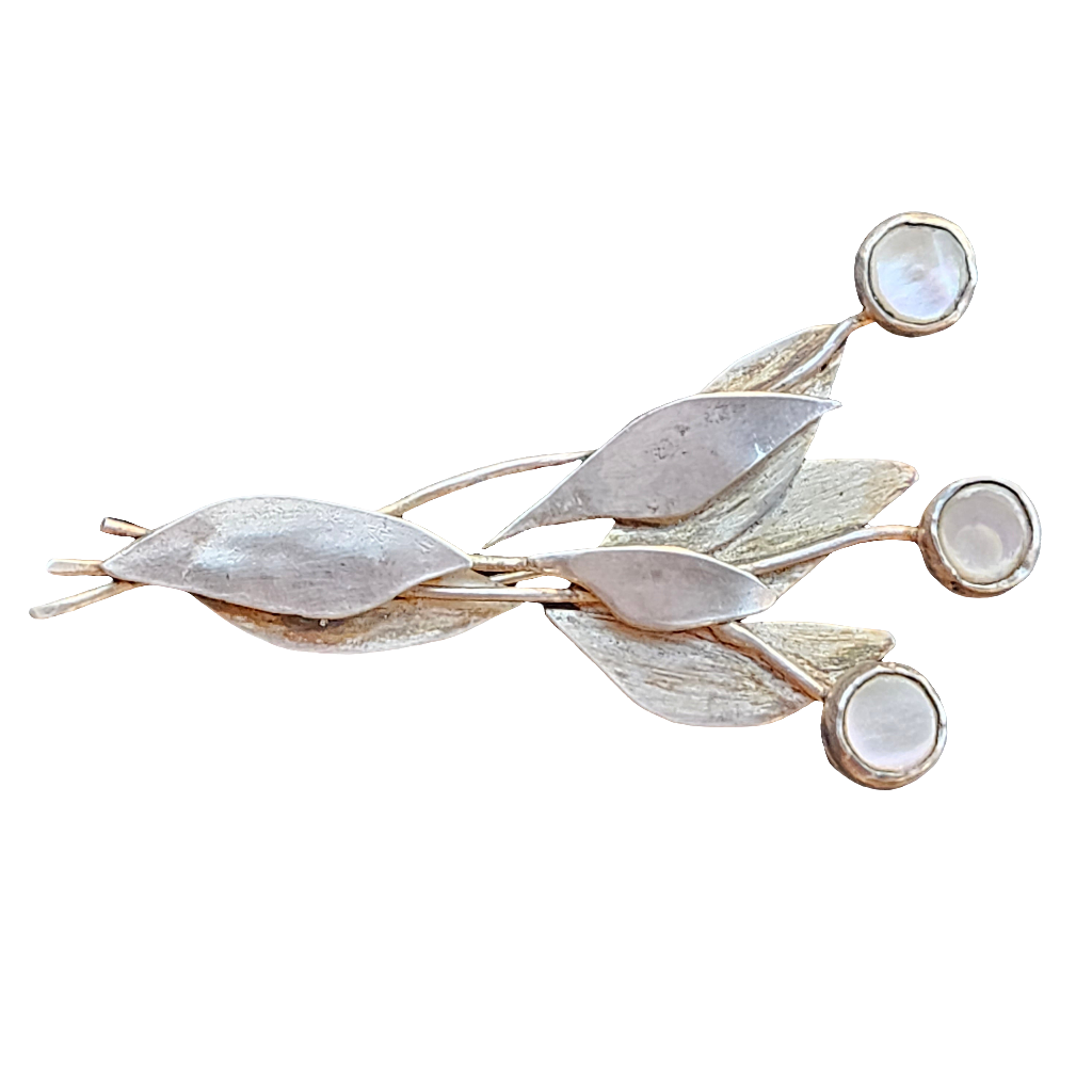 Arts And Crafts Brooch Silver Mother Of Pearl Jewellery Vintage Jewelry
