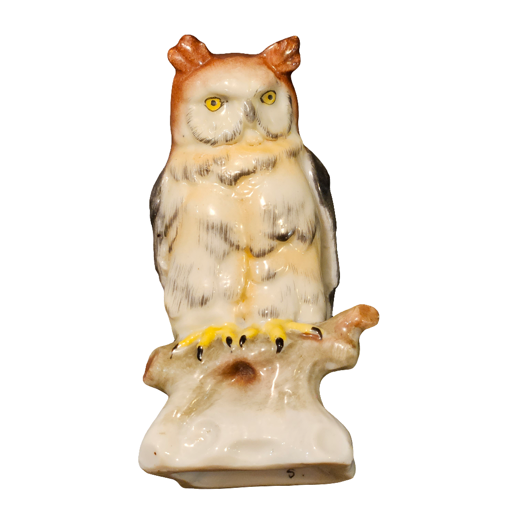 Chelsea Pottery Antique Porcelain Owl Bird Gold Anchor Mark 18th Century