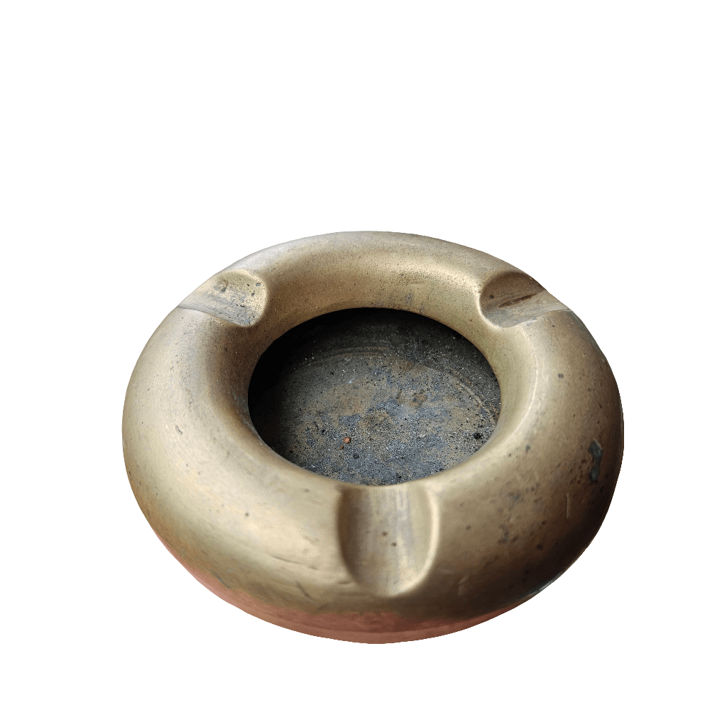 Stylish Mid Century Brass Ashtray Chunky Smooth Design 50s 60s