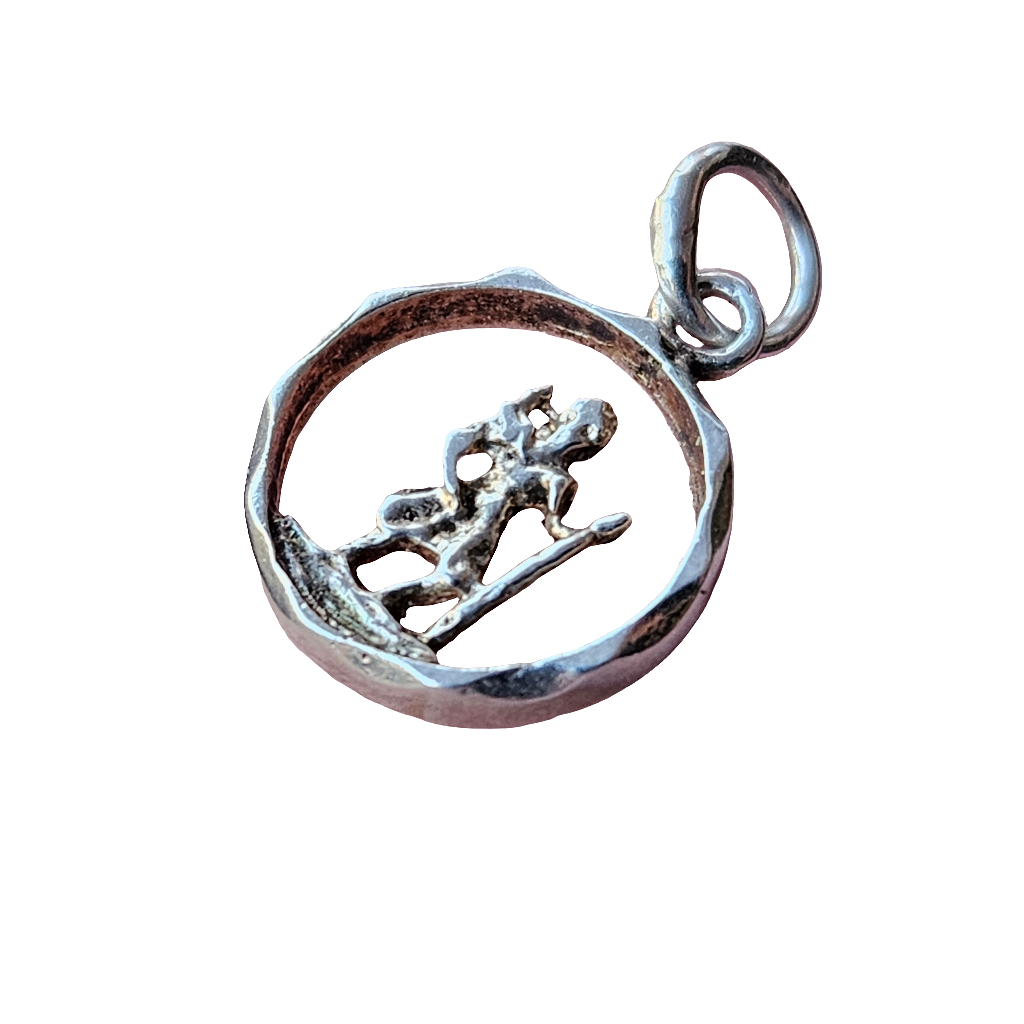 Vintage Saint Christopher Sterling Silver Charm Small Pendant 17 mm