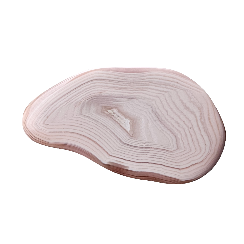 Polished Pink Striped Agate Slice Brooch Vintage Pin Mink Colour