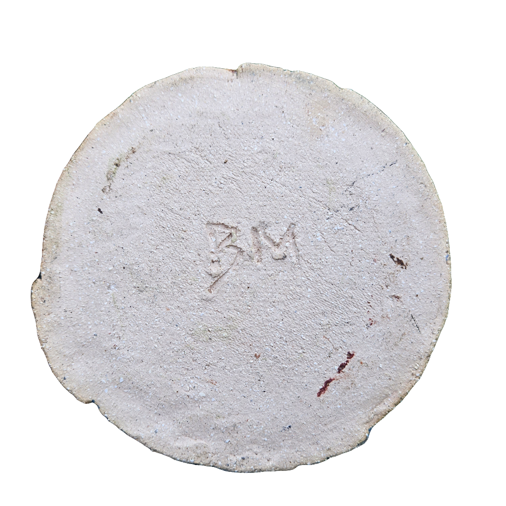 Studio Pottery Patchwork Vase Blue Green Vintage Mid Century Independent Art