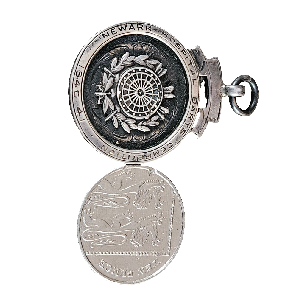 Silver Medal Newark Hospital Darts Competition 1940 1941 Hallmarked
