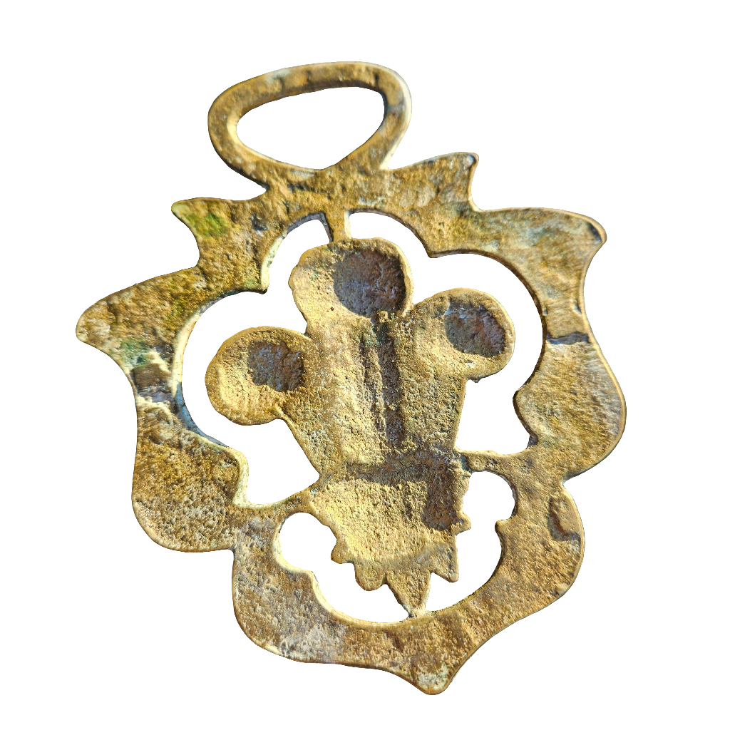 Vintage Prince Of Wales Horse Brass Solid Feathers And Crown