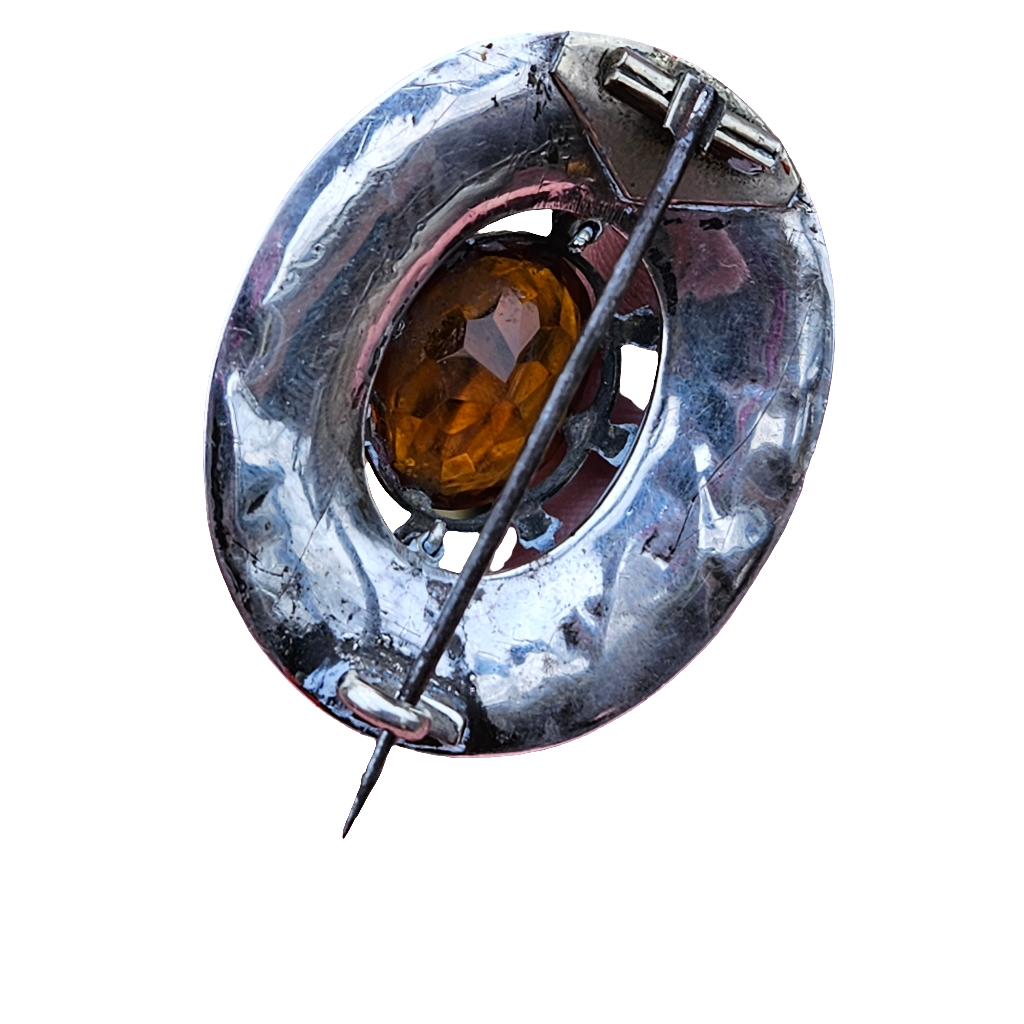 Large Antique Agate Brooch Scottish Sterling Silver Pin Jewellery Jewelry Scotland