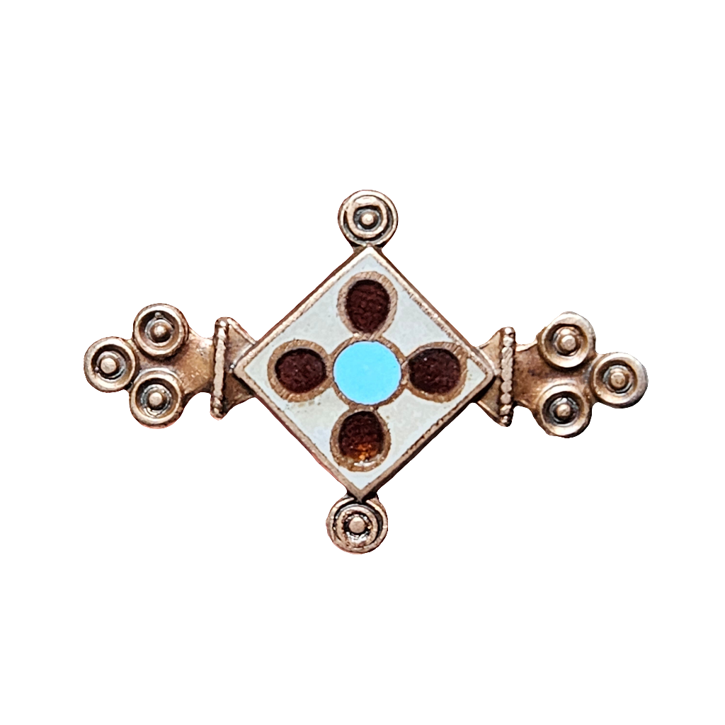 Unusual Vintage Andre Col Brooch Enamel Art Deco Pin Bronze Jewellery