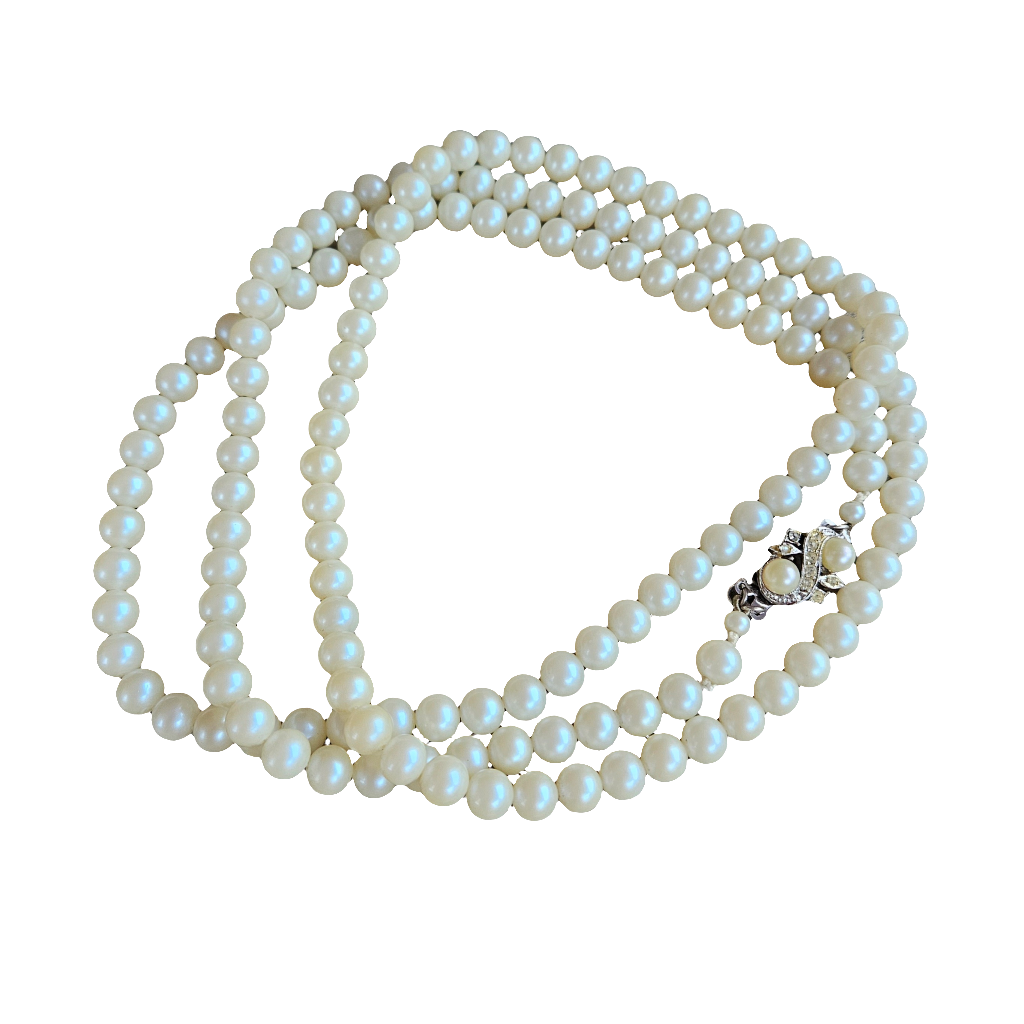 Beautiful 1930s Long Flapper Necklace Genuine Antique Pearl Jewellery Vintage