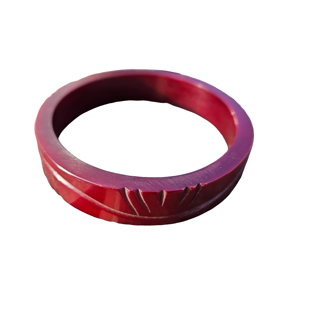 Carved Bakelite Bangle Oxblood Red Beautiful Bracelet