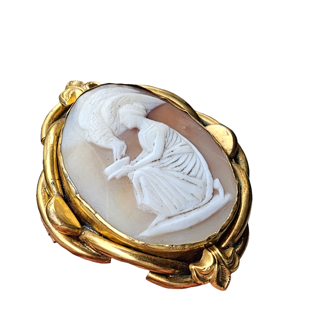 Large Victorian Cameo Brooch Pin Hebe And Eagle Of Zeus 7.5cm