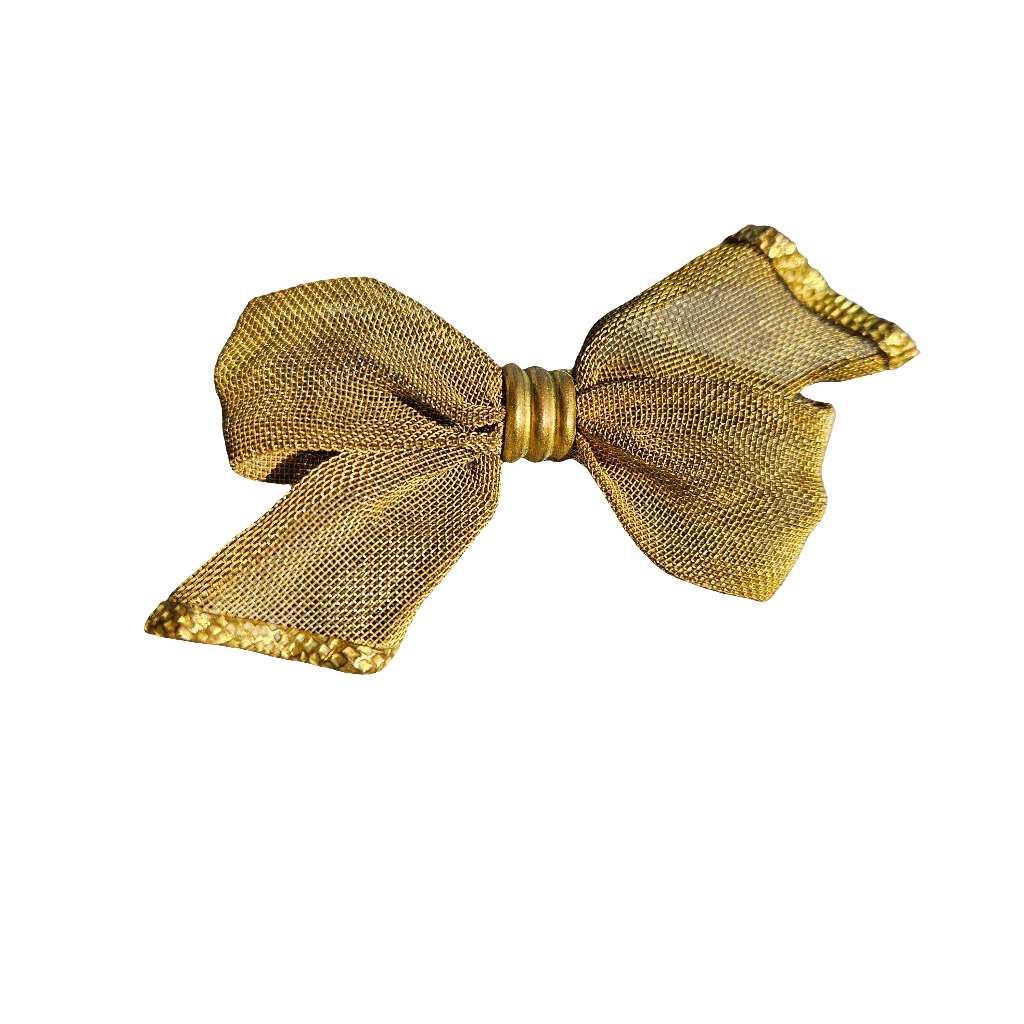 Vintage Golden Mesh Bow Brooch 60s Glam Ribbon Pin Jewellery Jewelry