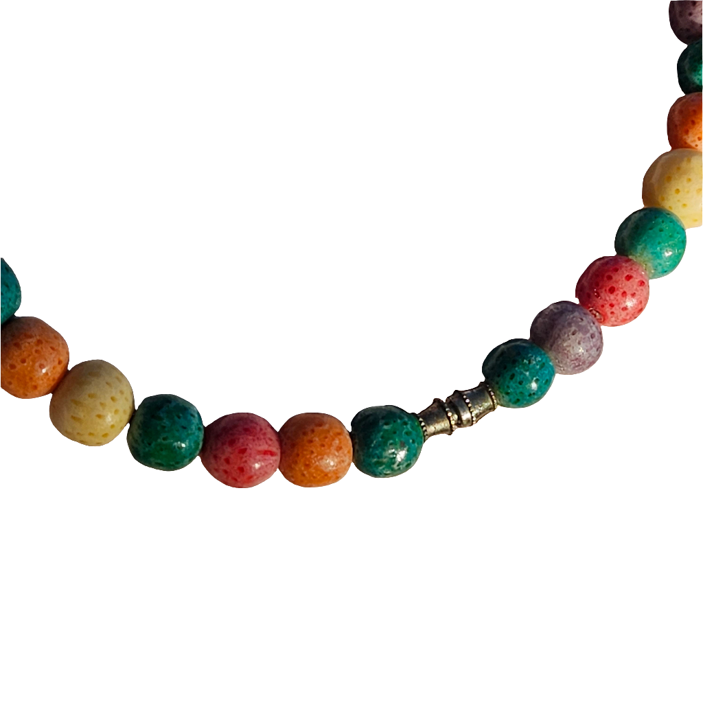 Colourful Coral Beaded Necklace Chunky Funky Vintage Jewellery