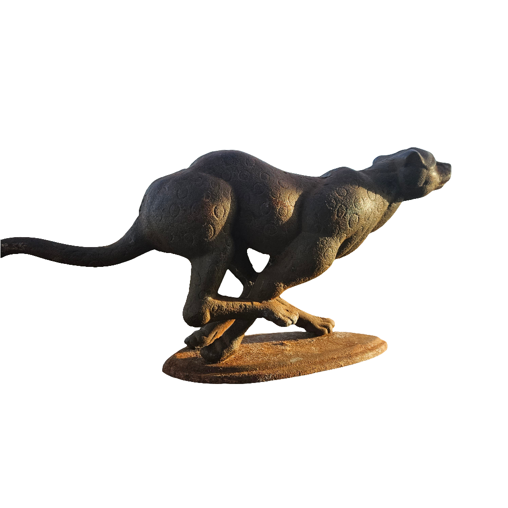 Cast Iron Cheetah Figurine Ornament Large Vintage Animal