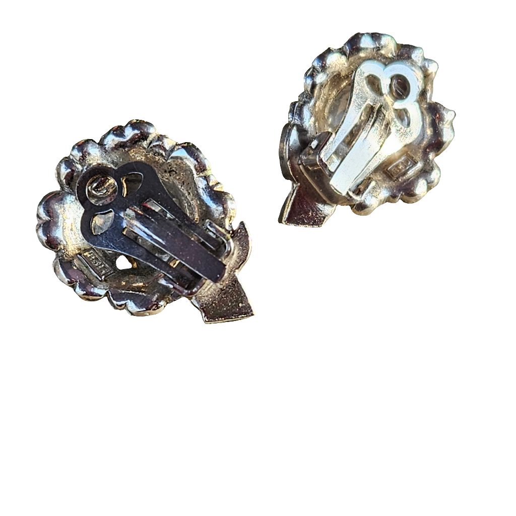 Cute Flower Bouquet Clip On Earrings Marcasite Jewellery Pretty Gift