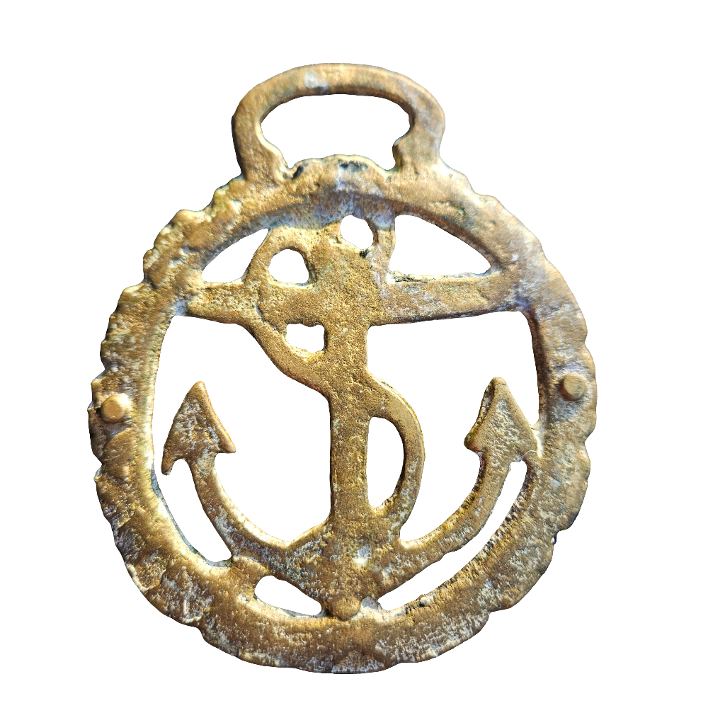 Rare Fouled Anchor Emblem Antique Old Horse Brass Royal Navy