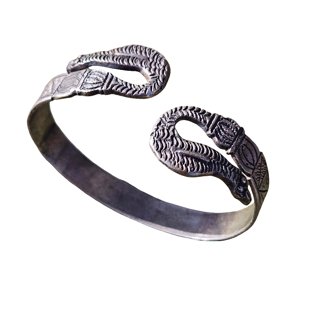 Antique Snake Bangle Handmade Old Tooled Serpent Benin Bracelet