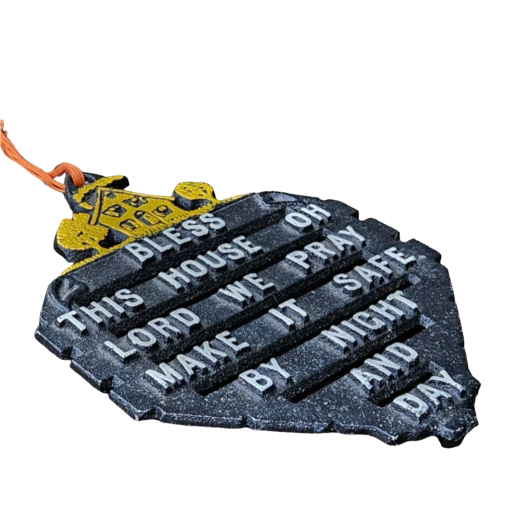 Bless This House Trivet Cast Iron Wall Hanging Quote Decor Kitsch Vintage Kitchen