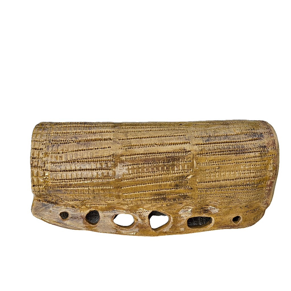 Unusual Studio Pottery Textured Rune Vase Mid Century Art Vintage Decor