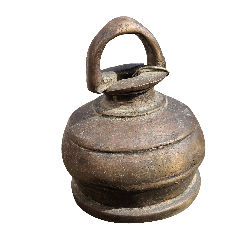 Old Bronze Bell Meditation Antique Heavy Vintage Hand Bell Round Dome