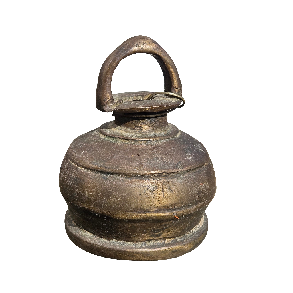 Old Bronze Bell Meditation Antique Heavy Vintage Hand Bell Round Dome