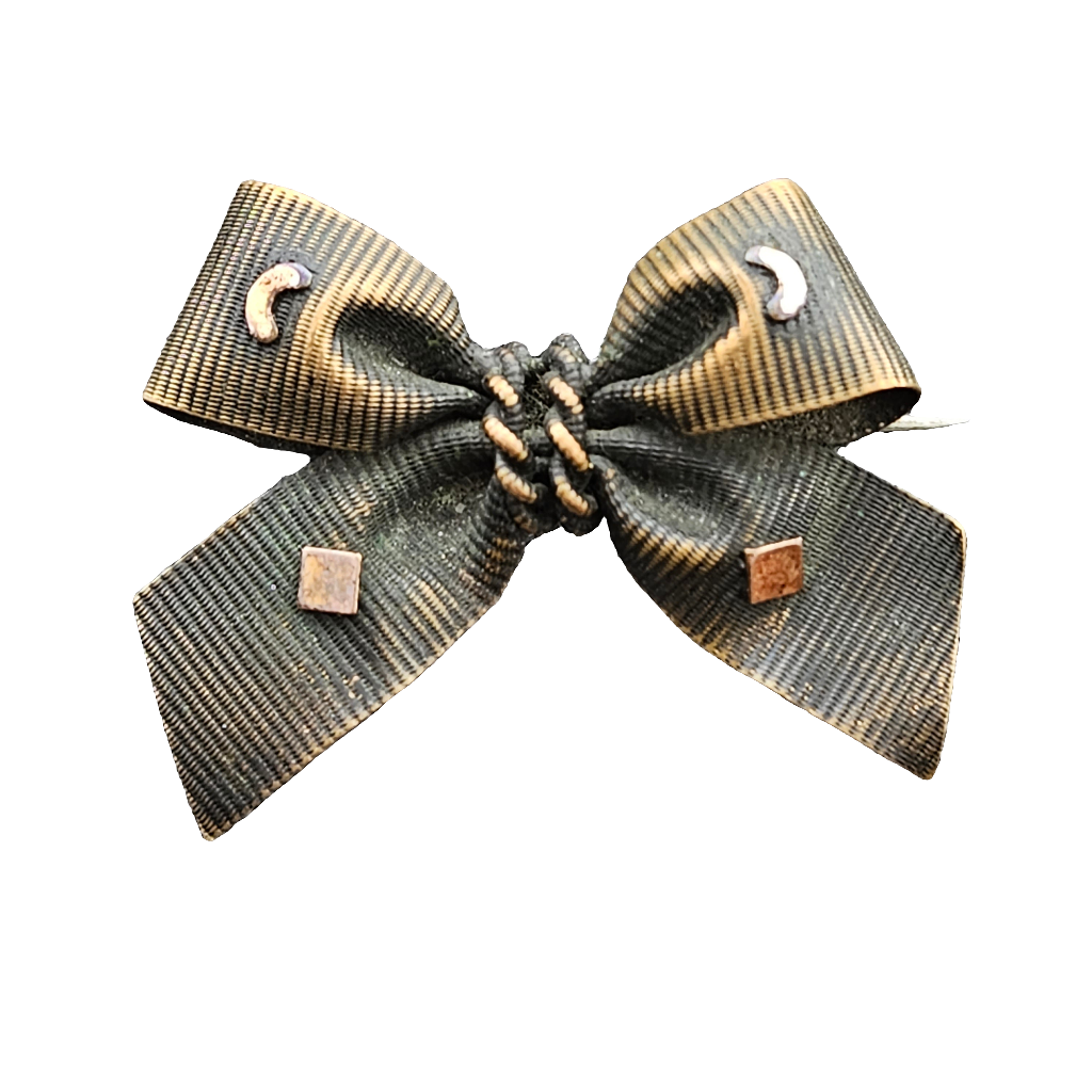Beautiful Bronze Bow Brooch Vintage Ribbon Pin Handmade Metal Jewellery Antique