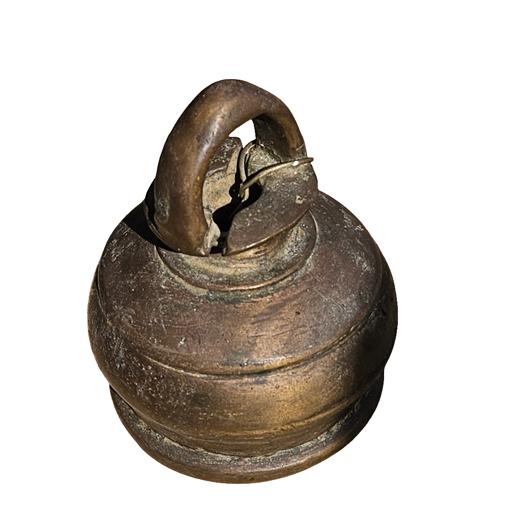 Old Bronze Bell Meditation Antique Heavy Vintage Hand Bell Round Dome