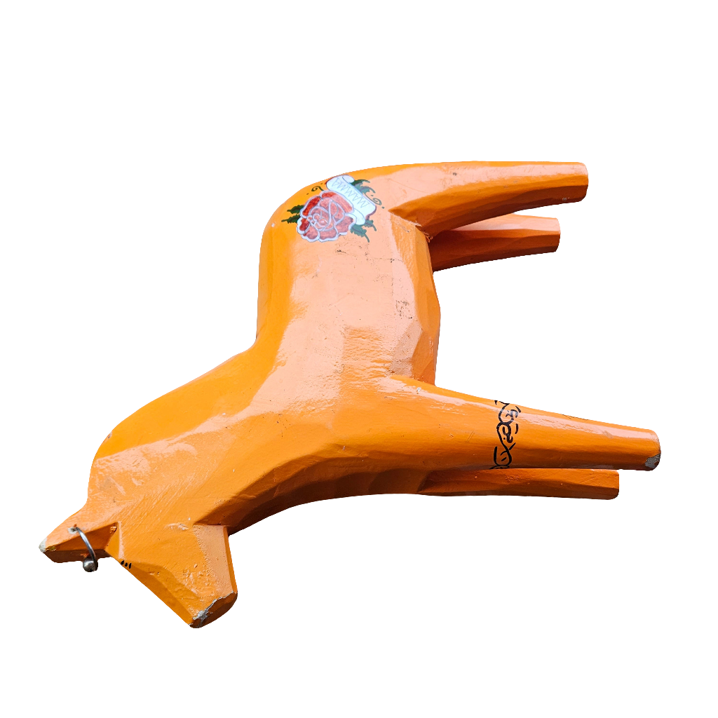Wooden IKEA Horse Bright Orange Mamma 90s Kitsch Pony Tattoo