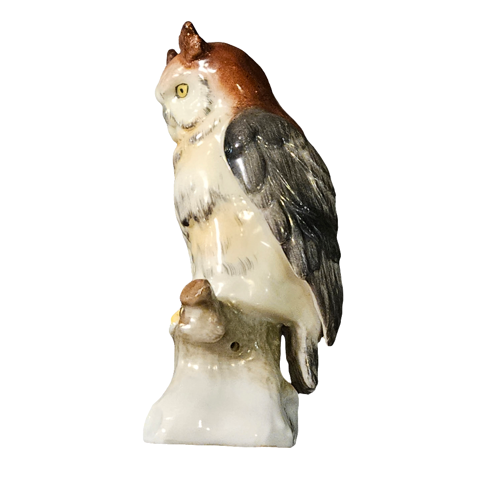 Chelsea Pottery Antique Porcelain Owl Bird Gold Anchor Mark 18th Century