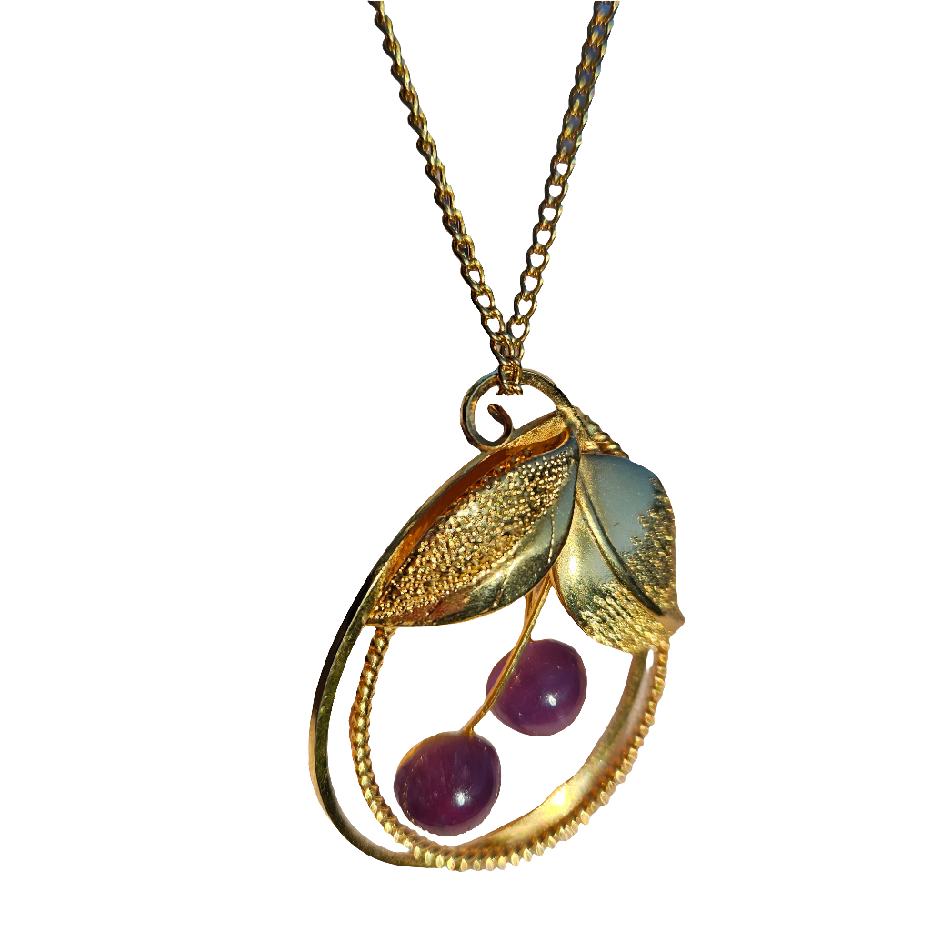 Amethyst Cherry Necklace Purple Gold Plated Jewellery Jewelry Cherries