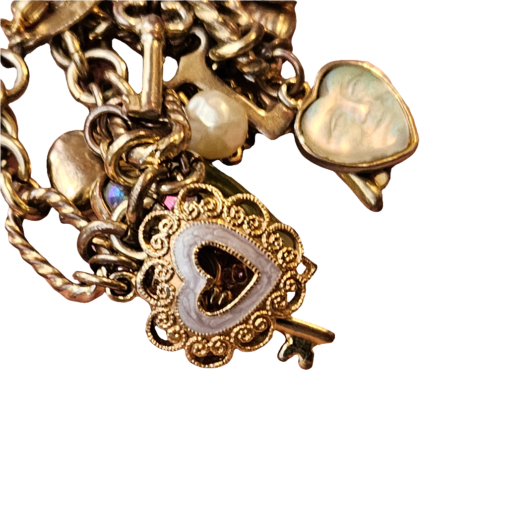 Kirks Folly Love Bracelet Hearts Moon Charms Gold Seaview Jewellery Jewelry