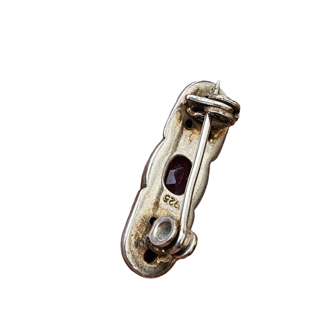 Sterling Silver Radiant Garden Gemstone Brooch Peridot Garnet Amethyst Pin