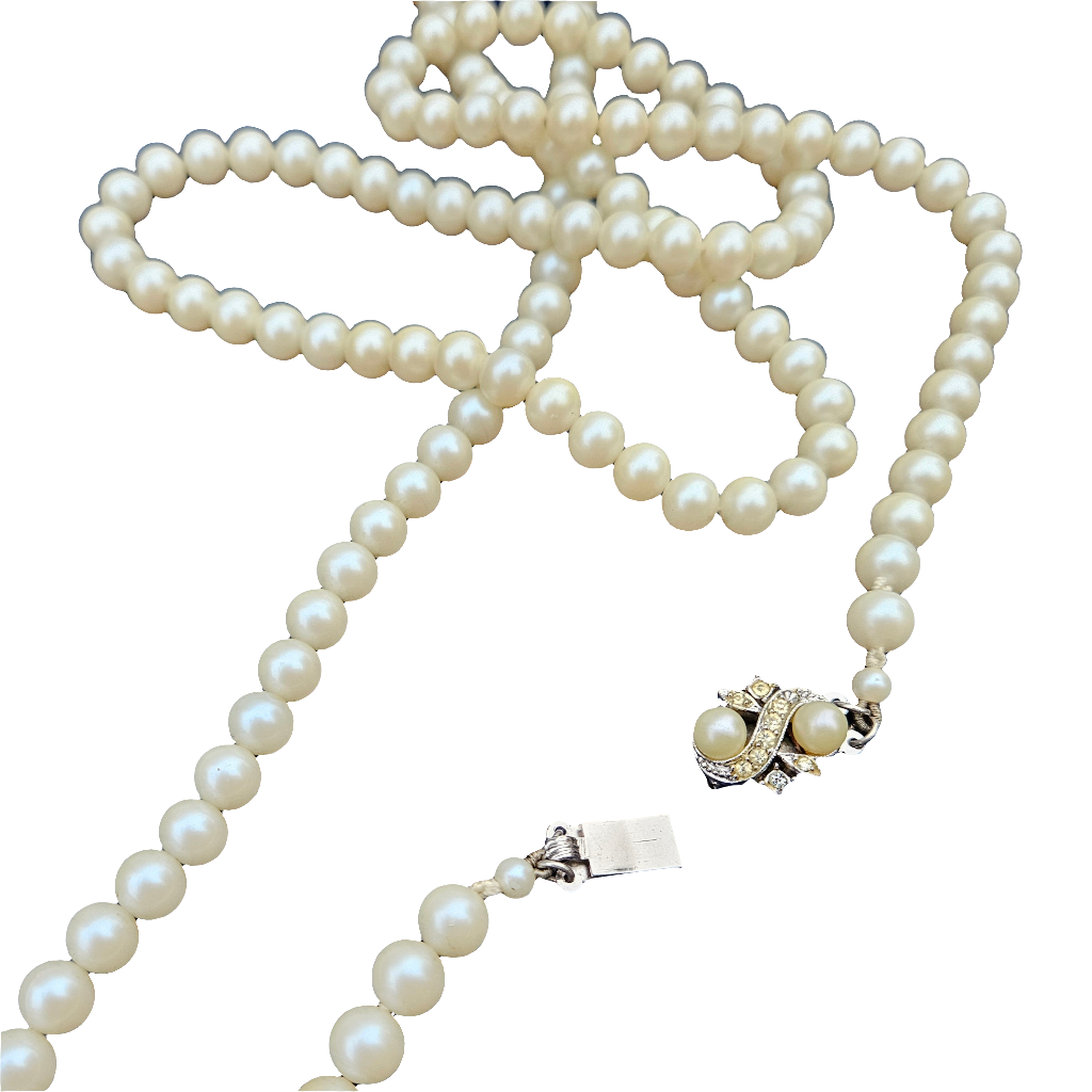 Beautiful 1930s Long Flapper Necklace Genuine Antique Pearl Jewellery Vintage