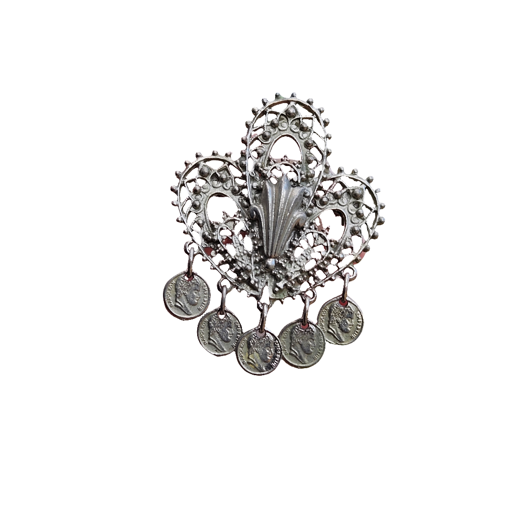 Regal Silver Crown Brooch Pin Vintage Jewellery French Coins