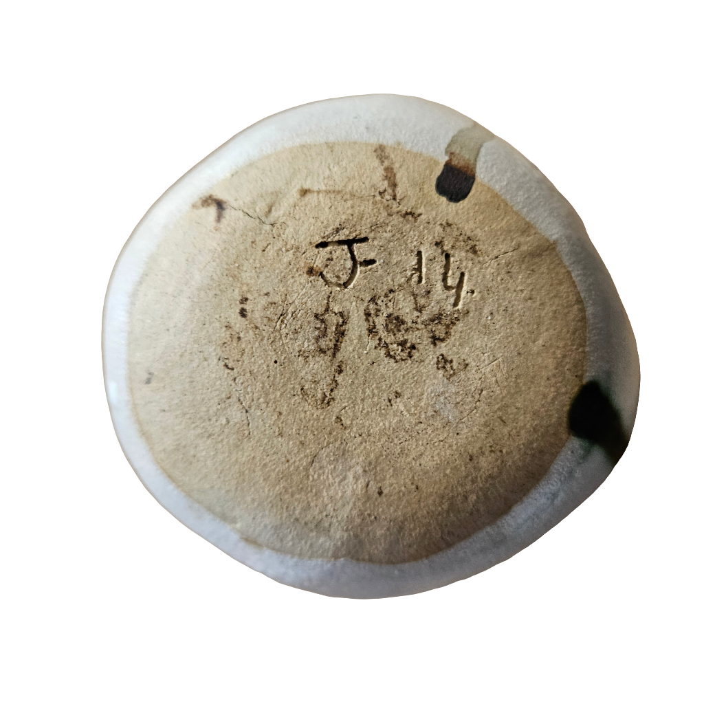 Studio Pottery Judith Fisher Green Black Glaze Ceramic Ikebana