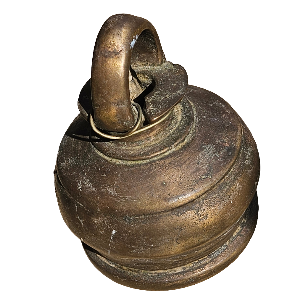 Old Bronze Bell Meditation Antique Heavy Vintage Hand Bell Round Dome