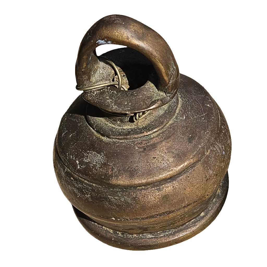 Old Bronze Bell Meditation Antique Heavy Vintage Hand Bell Round Dome
