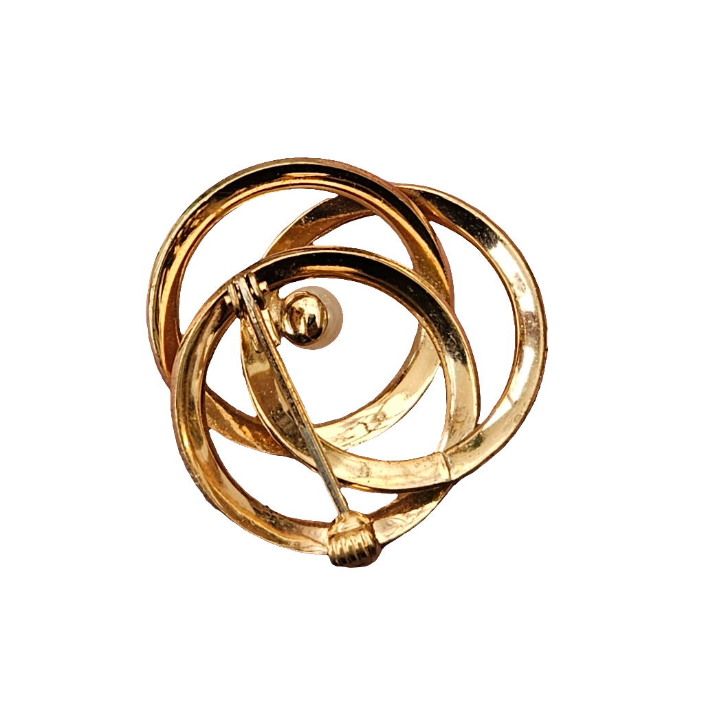 Vintage Pearl Brooch Gold Plated Pin Stylish 80s Jewellery