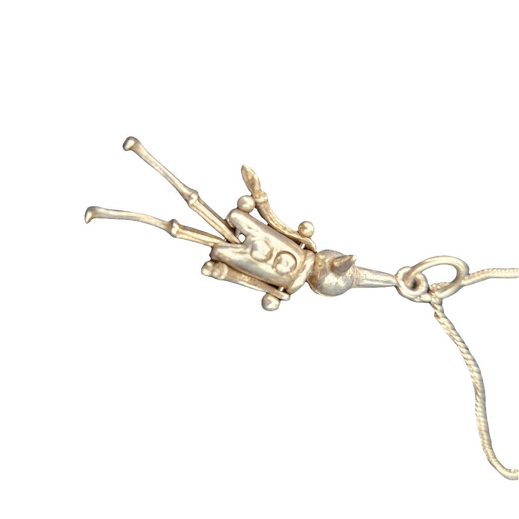 Sterling Silver Articulated Clown Pendant Pinocchio Puppet Vintage Necklace