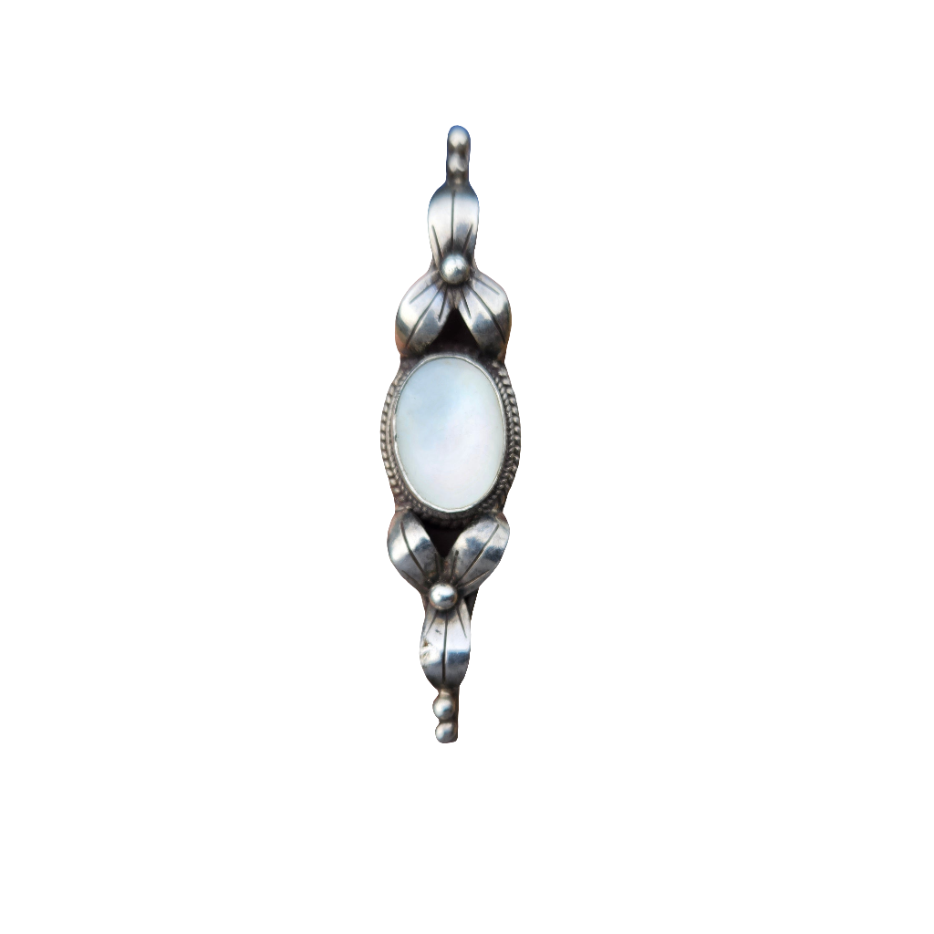 Mother Of Pearl Sterling Silver Bar Brooch Arts And Crafts Pin Jewellery Jewelry
