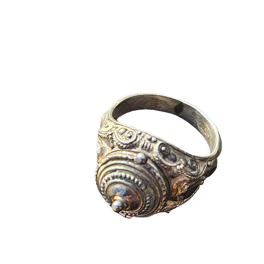 Antique Secret Opening Poison Pill Ring Snuff Jewellery 925 Silver Size 7 Yemen
