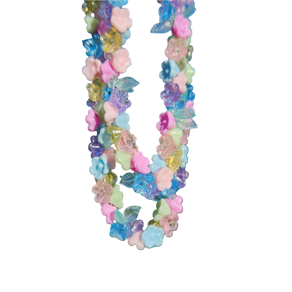 Pastel Necklace Pretty Flowers 80s Cute Plastic Beads Vintage Jewellery Jewelry