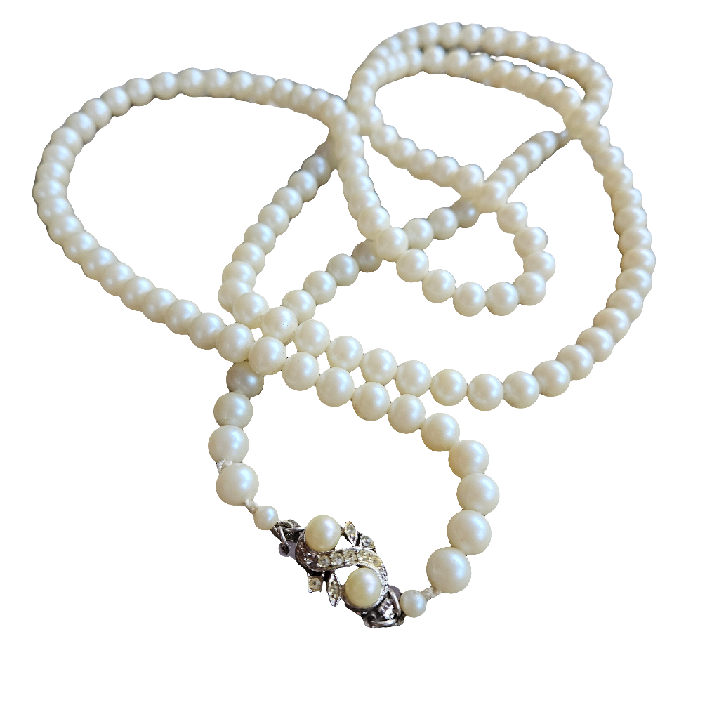 Beautiful 1930s Long Flapper Necklace Genuine Antique Pearl Jewellery Vintage