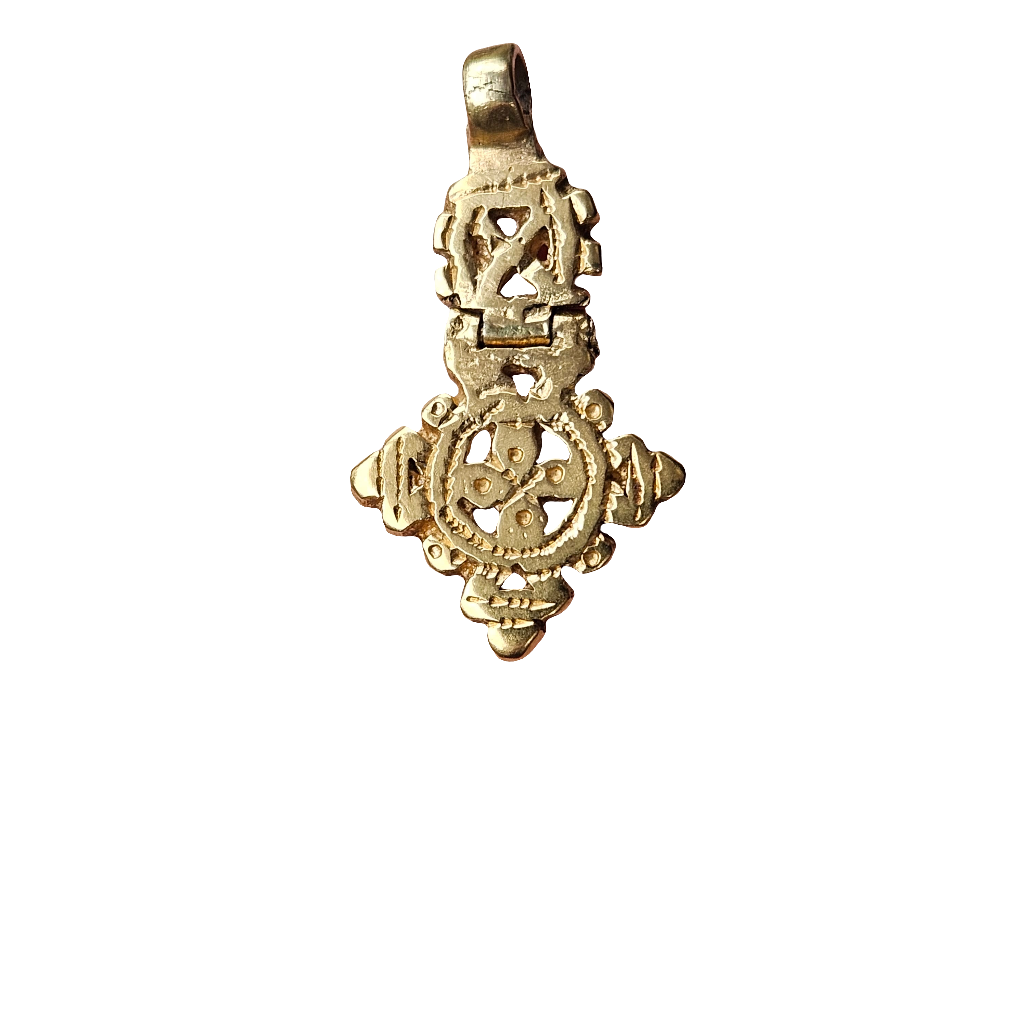 Ethnic Golden Cross Pendant Gold Plated Moving Articulated Charm