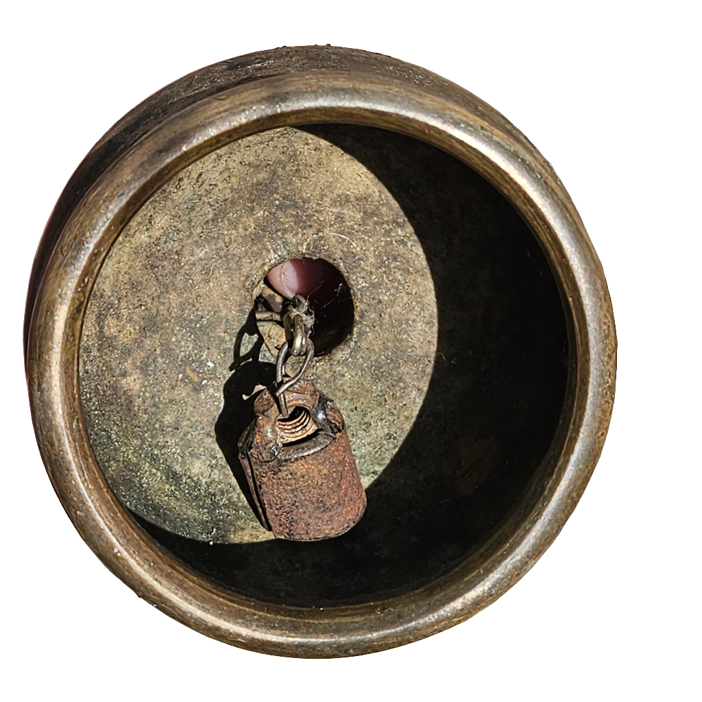 Old Bronze Bell Meditation Antique Heavy Vintage Hand Bell Round Dome