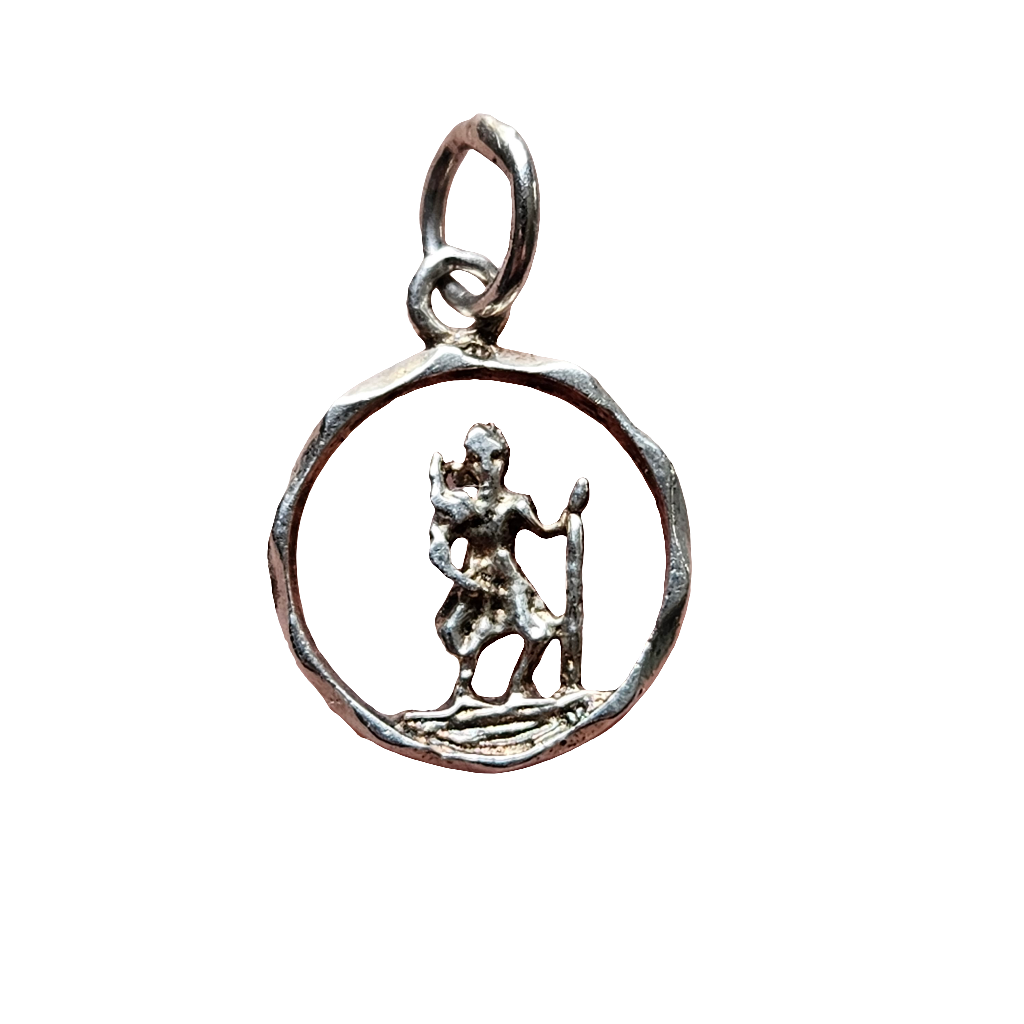 Vintage Saint Christopher Sterling Silver Charm Small Pendant 17 mm