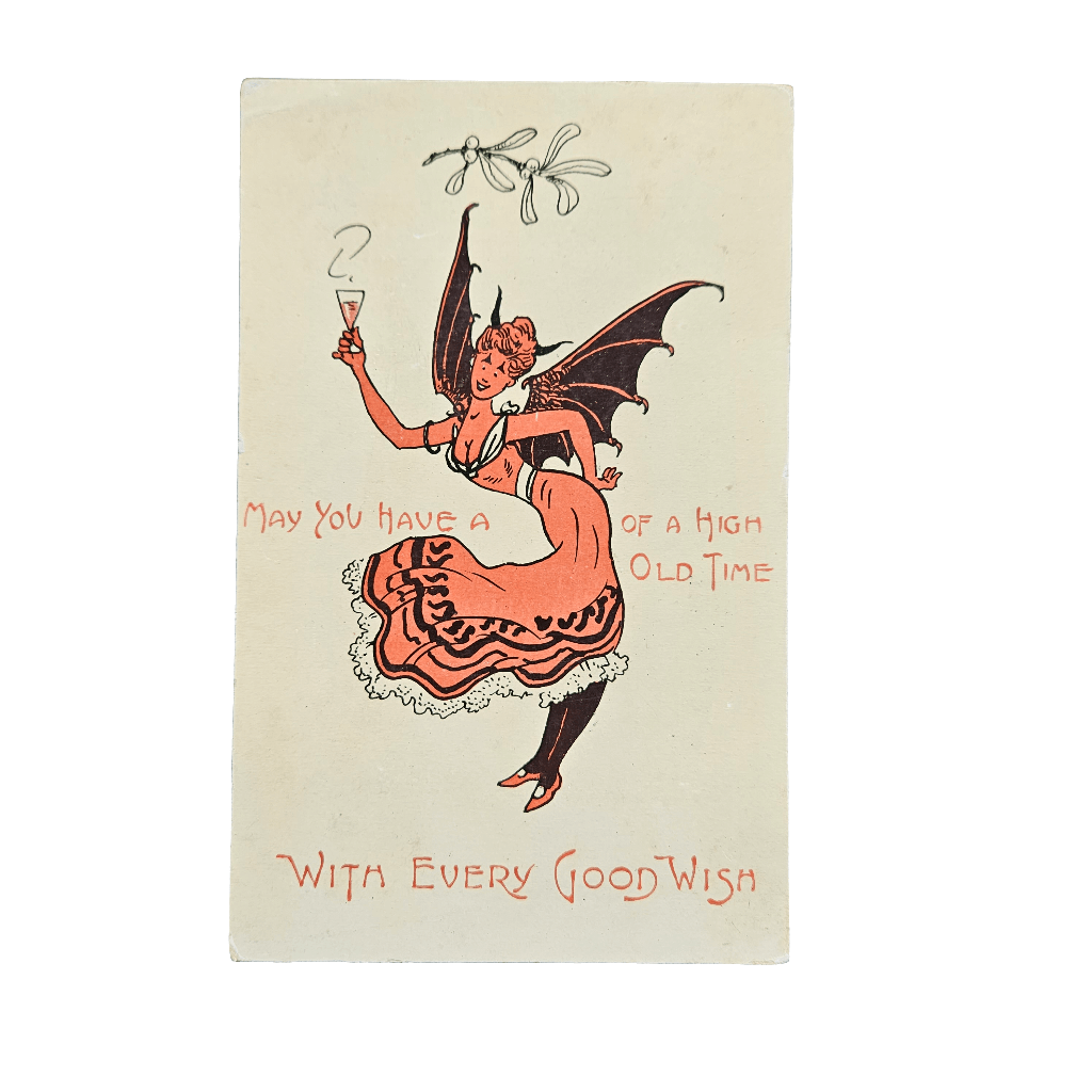 Antique Devil Postcard 1910 High Old Time Post Card Vintage Ephemera