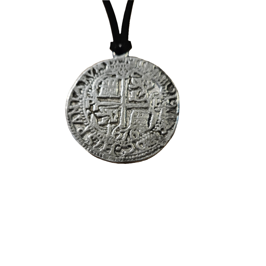Large Silver Doubloon Necklace Pieces Of Eight Spanish 1676