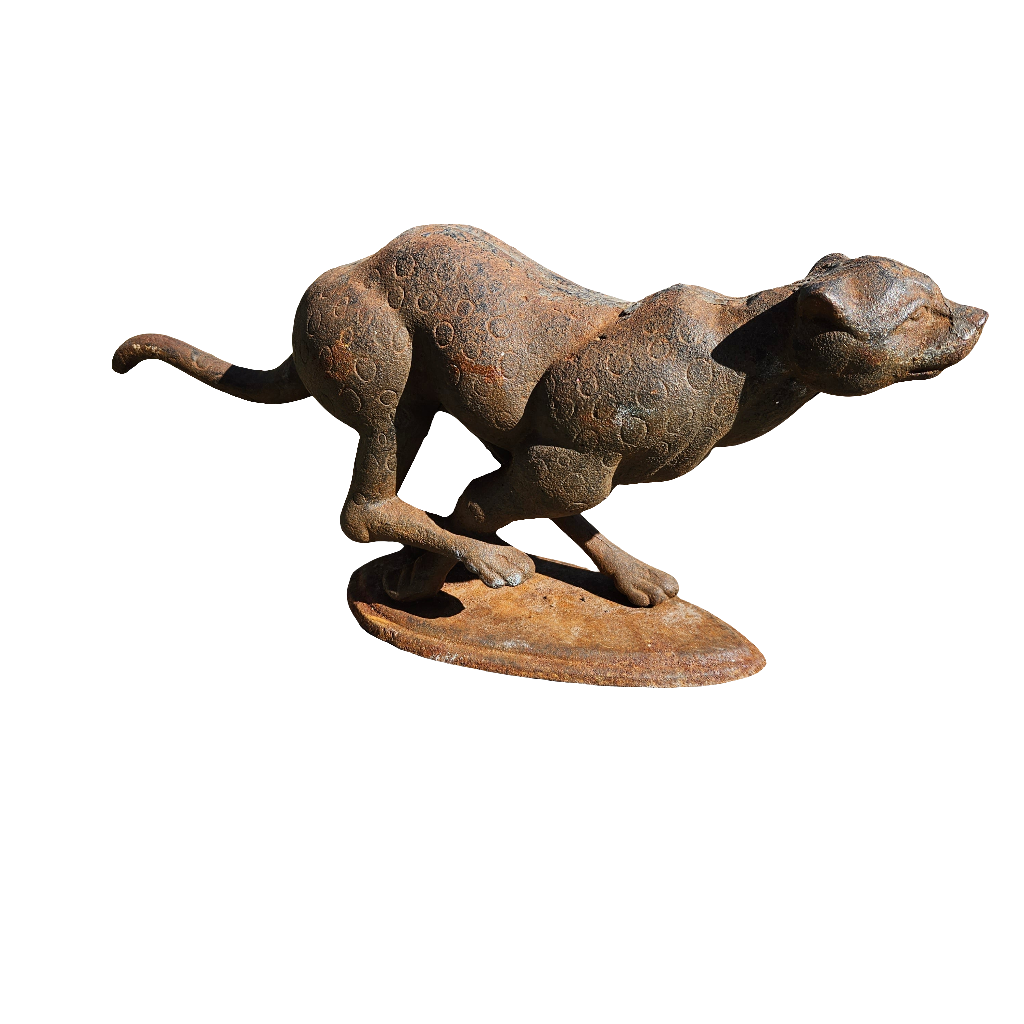 Cast Iron Cheetah Figurine Ornament Large Vintage Animal
